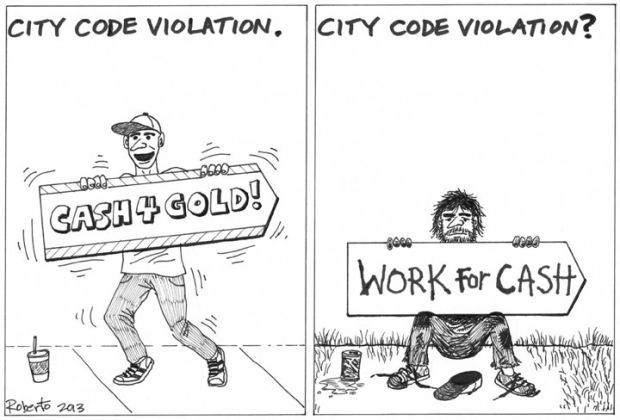 Editorial Cartoon: Signing for cash